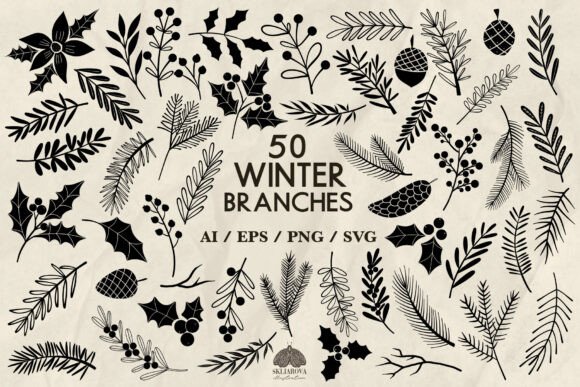 50 Christmas Branches Svg Png Eps for Illustrations