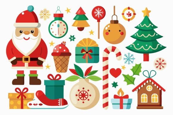 A Set of Multiple Merry Christmas Elemen for Modern Illustrations