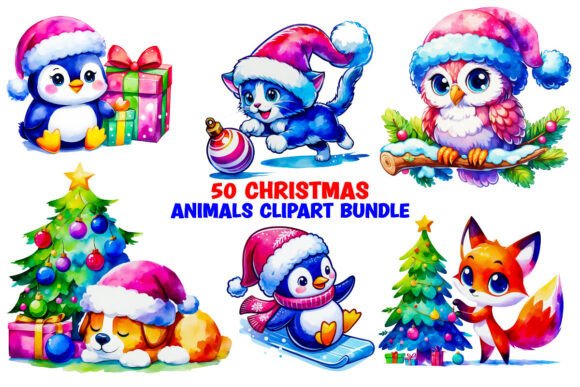 Christmas Animals Watercolor Clipart Png Review