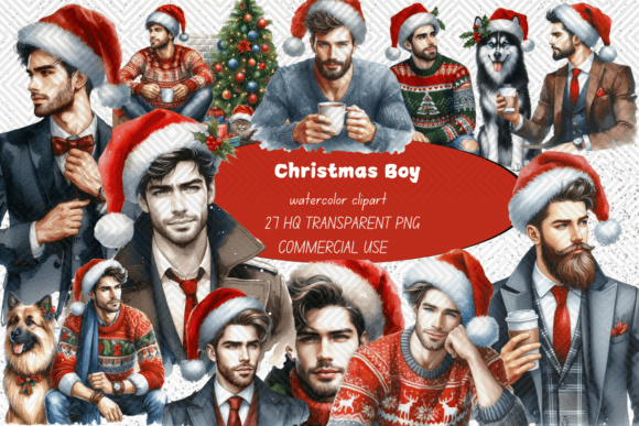 Christmas Boy PNG Clipart Bundle for Illustrations
