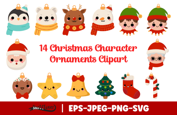 Christmas Character Ornaments Clipart for Brand Illustrations