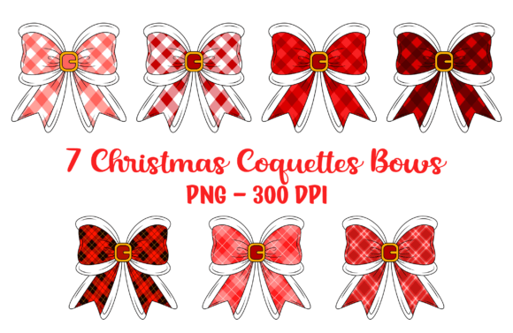 Christmas Coquette Bows PNG Clipart for Illustrations