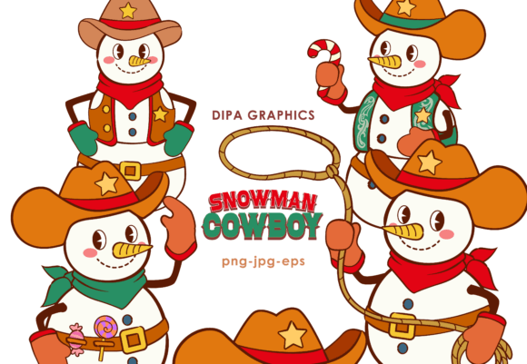 Christmas Cowboy Snowman: Festive Illustrations for Local Brands