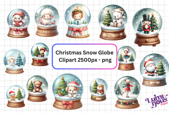 Christmas Cute Snow Globe Clipart for Seasonal Illustrations