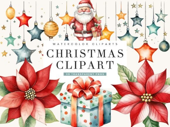 Christmas Decor Elements Clipart Bundle: Premium Illustrations for Holiday Branding