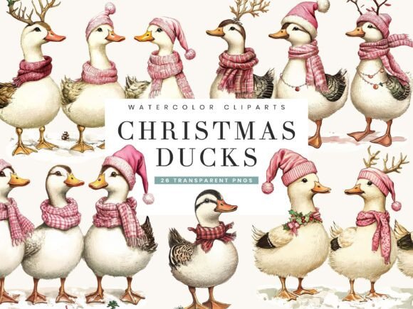 Christmas Ducks Clipart Bundle: A Designer's Review of Seasonal Illustrations