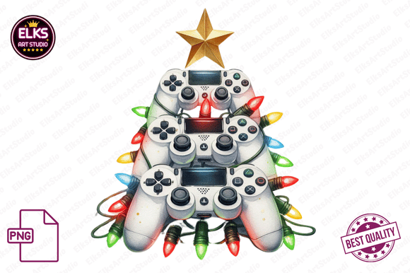 Christmas Gaming Controller Clipart: Festive Illustrations for Makers