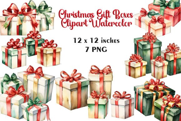 Christmas Gift Boxes Clipart, Watercolor: A Designer's Review