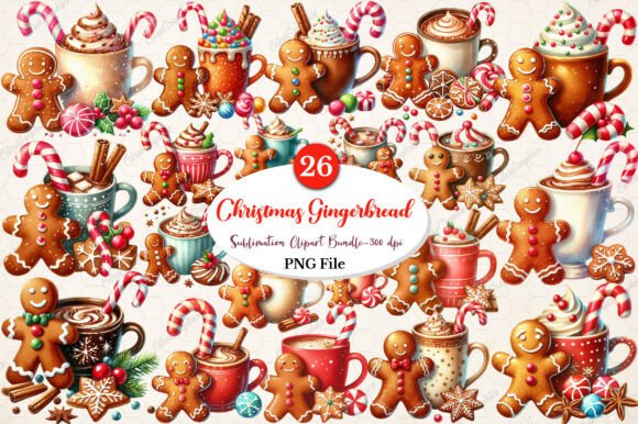 Christmas Gingerbread Clipart Bundle: Festive Illustrations for Real Brands