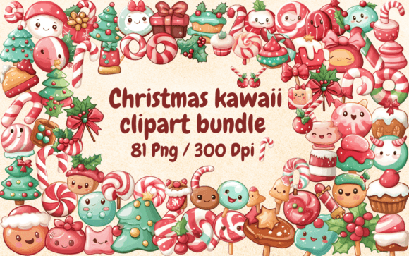 Christmas Kawaii Clipart Cute Bundle PNG Review
