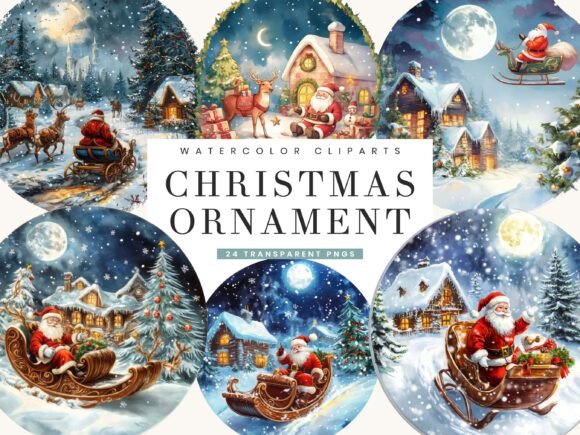 Christmas Ornament Clipart Bundle for Modern Illustrations