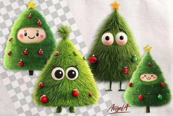 Cute Christmas Tree Clipart for Festive Illustrations
