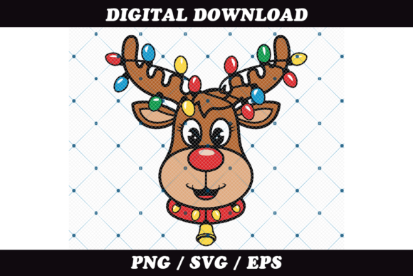 Cute Reindeer with Christmas Lights Illustrations Review