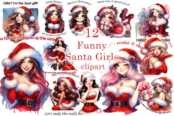 Funny Christmas Santa Clipart Quotes PNG for Illustrations
