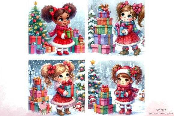 Little Girls with Christmas Presents Review