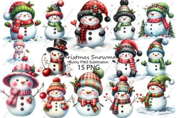 Quirky Christmas Snowman PNG Sublimation