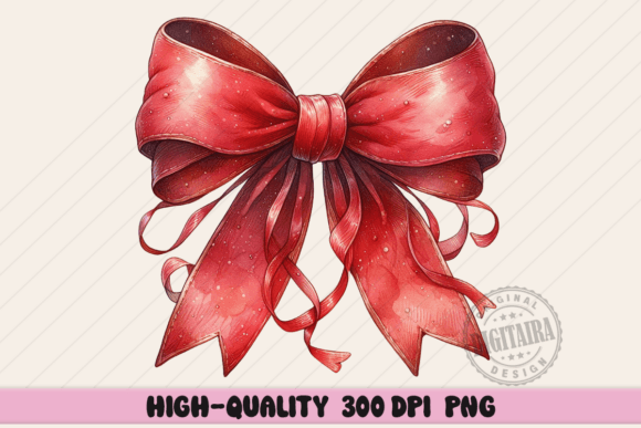 Red Coquette Bow, Christmas Bow Png in Illustrations