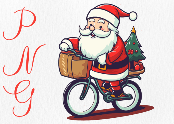 Santa Claus Riding the Bike Christmas: Modern Illustrations for Publishers