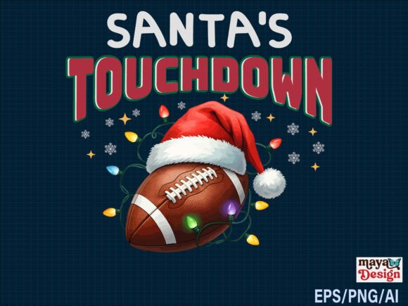 Santa s Touchdown Christmas Football PNG: Illustrations for Branding