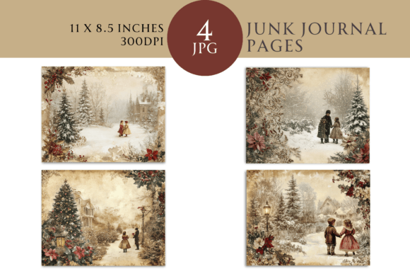 Victorian Christmas Junk Journal Paper for Illustrations