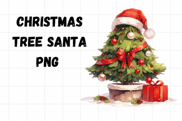 Vintage Christmas Tree Santa Png Clipart for Illustrations