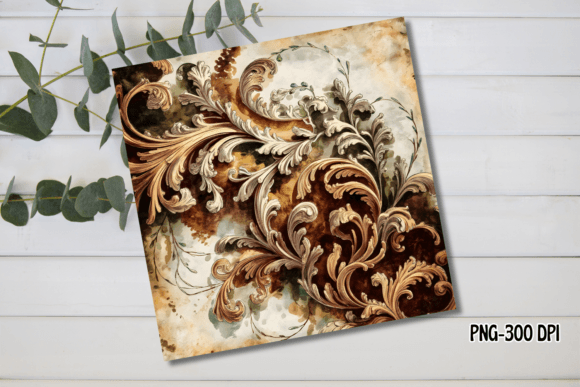 Vintage Floral Christmas Background, PNG & Illustrations