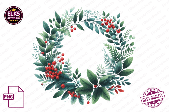 Watercolor Christmas Botanical Clipart for Modern Illustrations