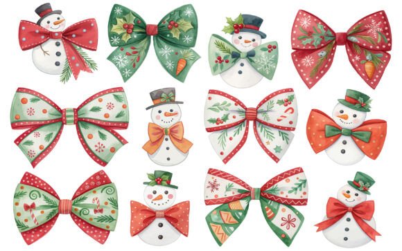 Watercolor Christmas Coquette Bow Snowma Review